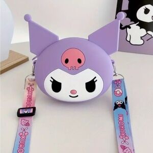 Sanrio Kuromi 3D Silicone Mini Crossbody Coin Purse with Character Strap